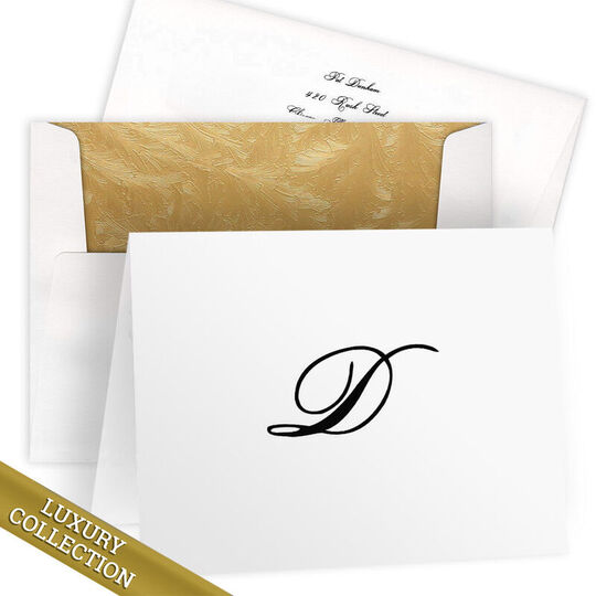 Luxury Initial Folded Note Card Collection - Raised Ink